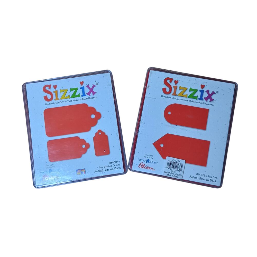 Sizzix Original Red Die Tag Scallop Combo 38-0944 and curved & pointed 38-0236